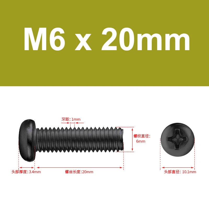 Black Phillips Pan Head Machine Screws – Carbon Steel Nickel Plated, M1 to M8 (2–50mm Lengths)