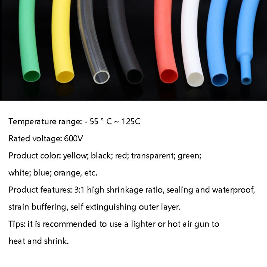 3:1 Heat Shrink Tubing with Adhesive Glue Lining — φ1.6mm to φ65mm, 8 Colors