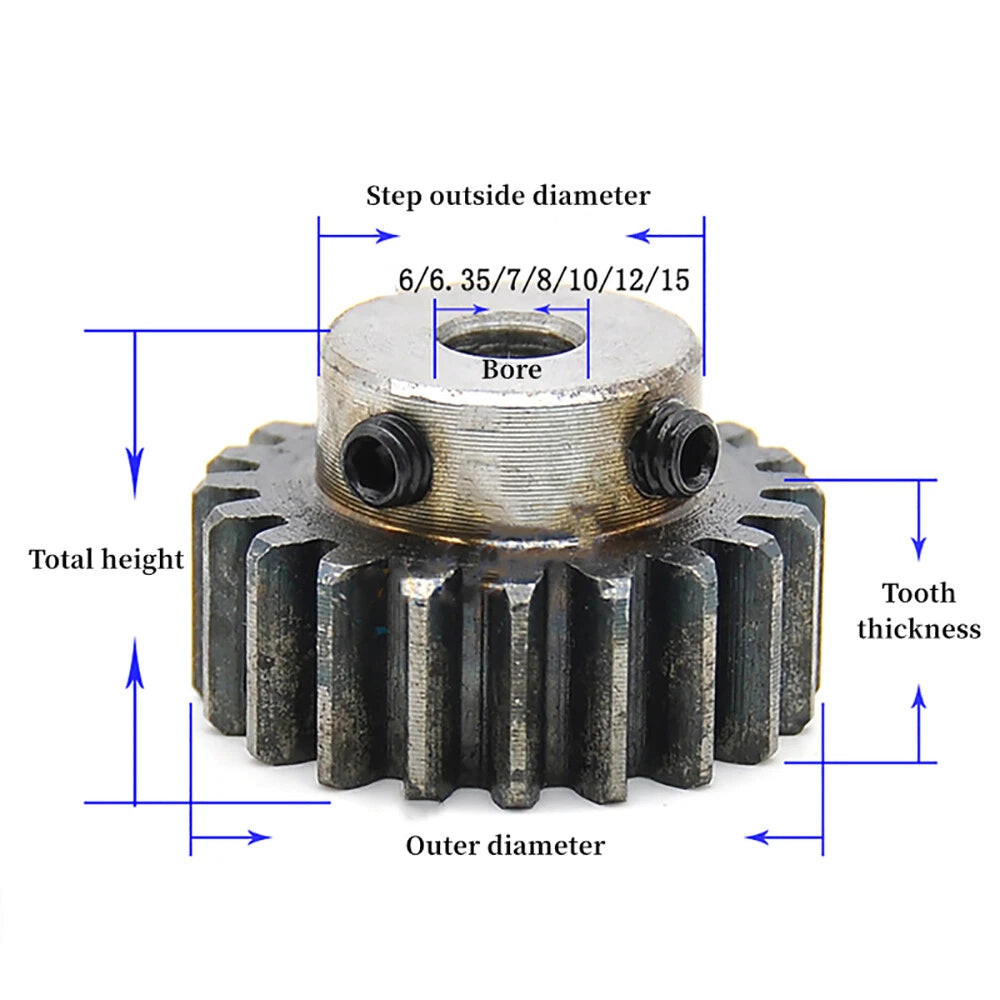 1.5 Mod Spur Gear & Gear Racks 15 - 50 Tooth Transmission Gear 45# Carbon Steel