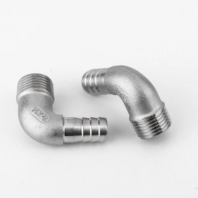 Thread Pipe Fitting Barb Hose Tail Connector BSP Stainless Elbow Hose Connector