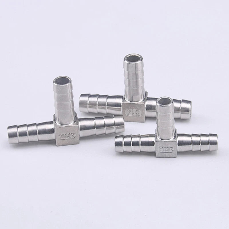 304 Stainless Steel Barbed Tee Connector — T-Shape Hose Fitting 6–25mm