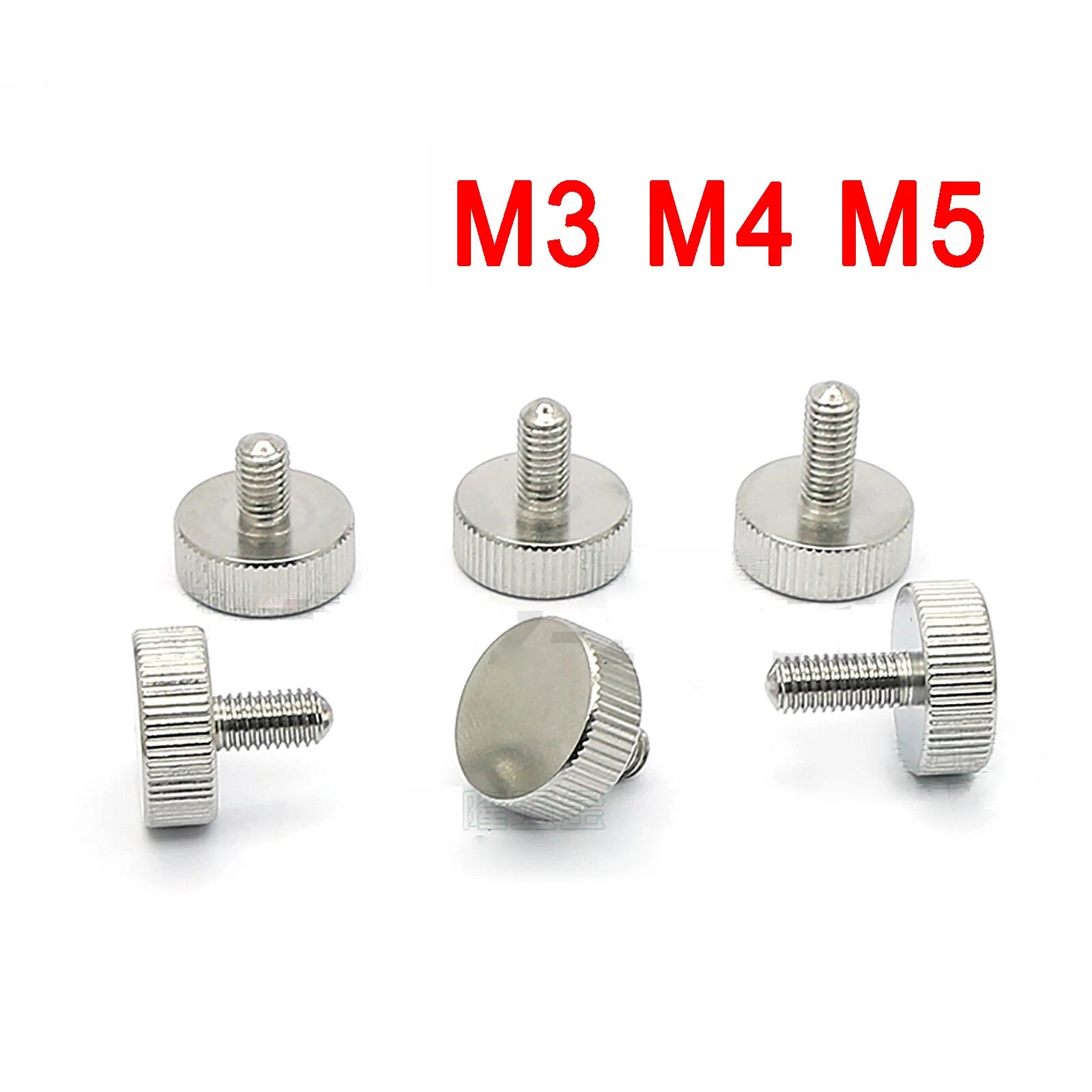 Flat Knurled Thumb Screws – M3 M4 M5, 303 Stainless Steel Hand Grip Knob Bolts (Polished)