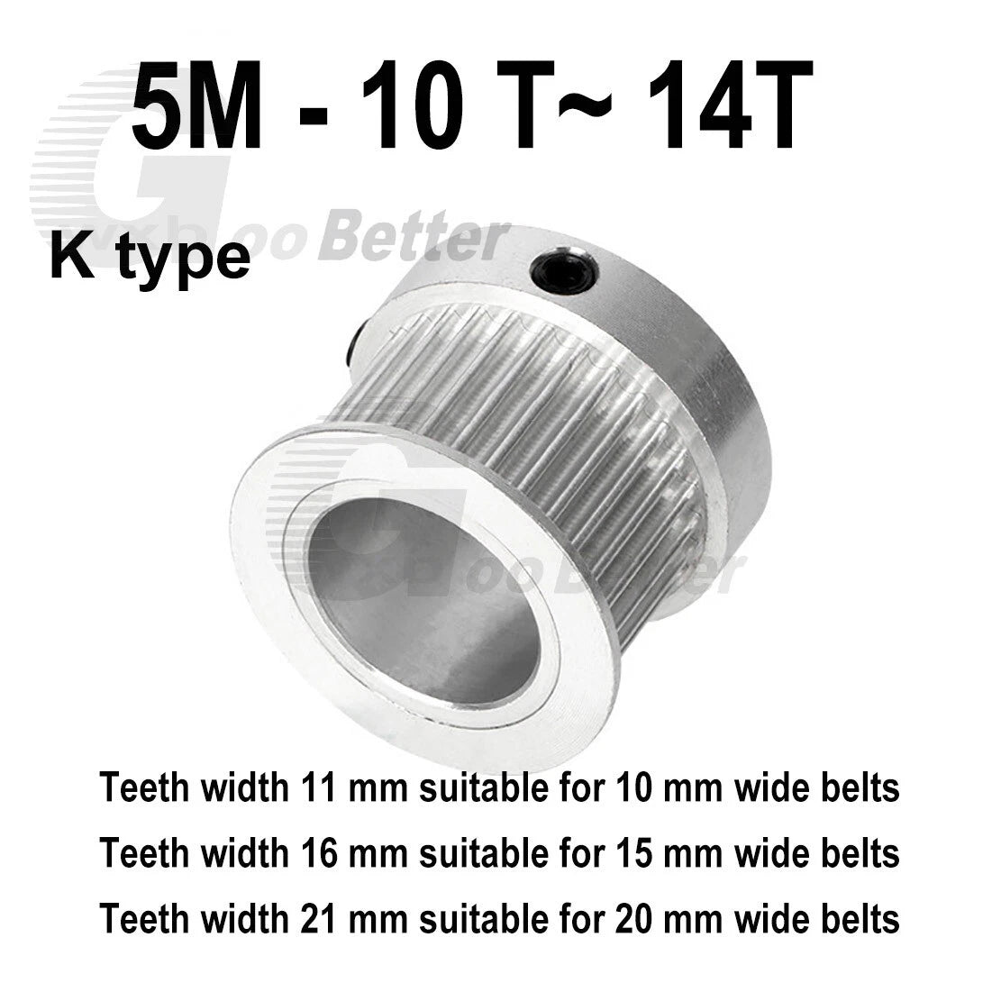 5M Pulley 10~ 14T K-type Timing Belt Pulleys Bore=4~12 mm Tooth width=11~21 mm