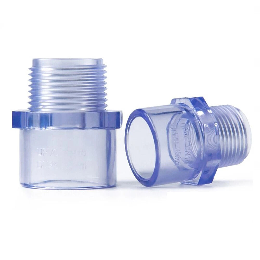 1 2"-2" UPVC Nipples Threaded Pipe Fittings Connector BSP Male Adapter Clear