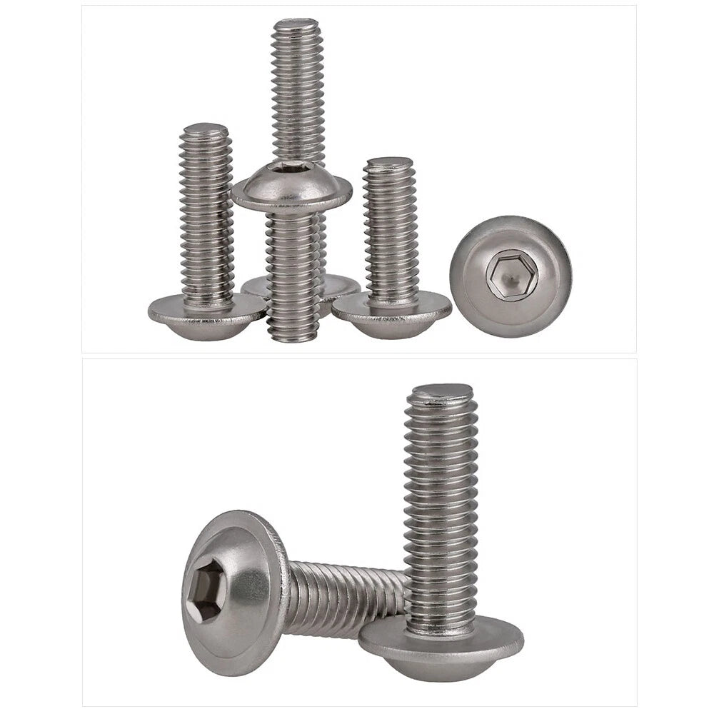 M3–M6 Flanged Button Head Screws, A2 Stainless Steel Allen Socket Machine Bolts - HomeDIYer