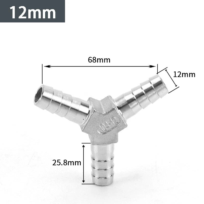 Stainless Steel Y Type Hose Joiner Barbed Splitter Fittings Equal Hose Connector