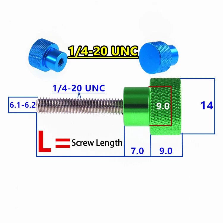 UNC Knurled Thumb Screws — 6 - 32, 1/4" - 20, 3/8 - 16, Aluminum, Colorful Hand Grip Knob Bolts - HomeDIYer