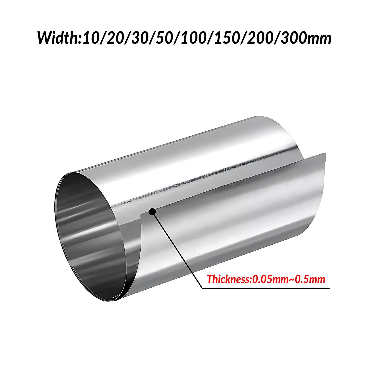 304 Stainless Steel Thin Plate Band Foil Sheet 0.05mm - 0.5mm Metal Strip Roll