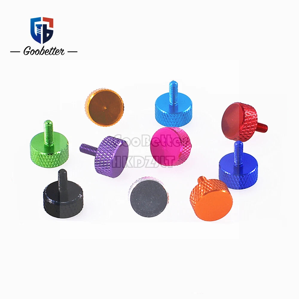 M3 Knurled Thumb Screws Hand Grip Bolts 6 mm - 10 mm Aluminum Anodised 10 Color