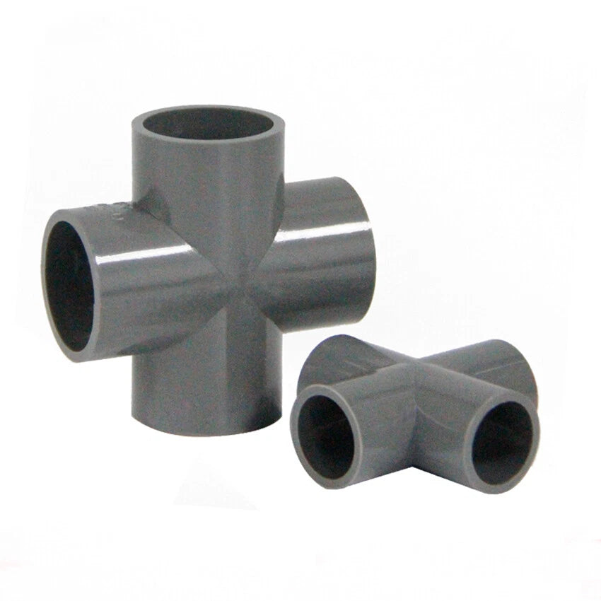 20mm to 160mm Cross Sleeve PVC Pipe Fittings Adhesive Connectors White Blue Gray