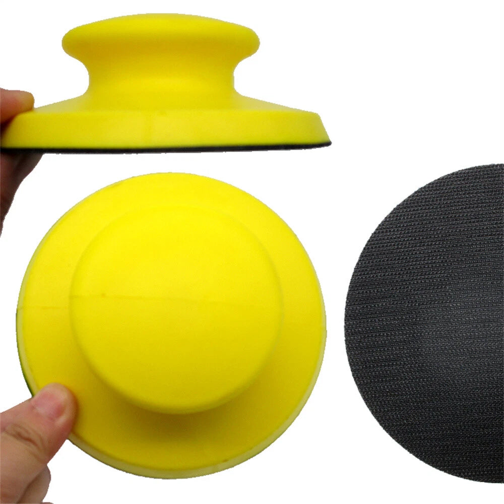 3" & 5" Round Hand Sanding Blocks — PU Foam Hook & Loop Backing Pads for Sandpaper and Polishing