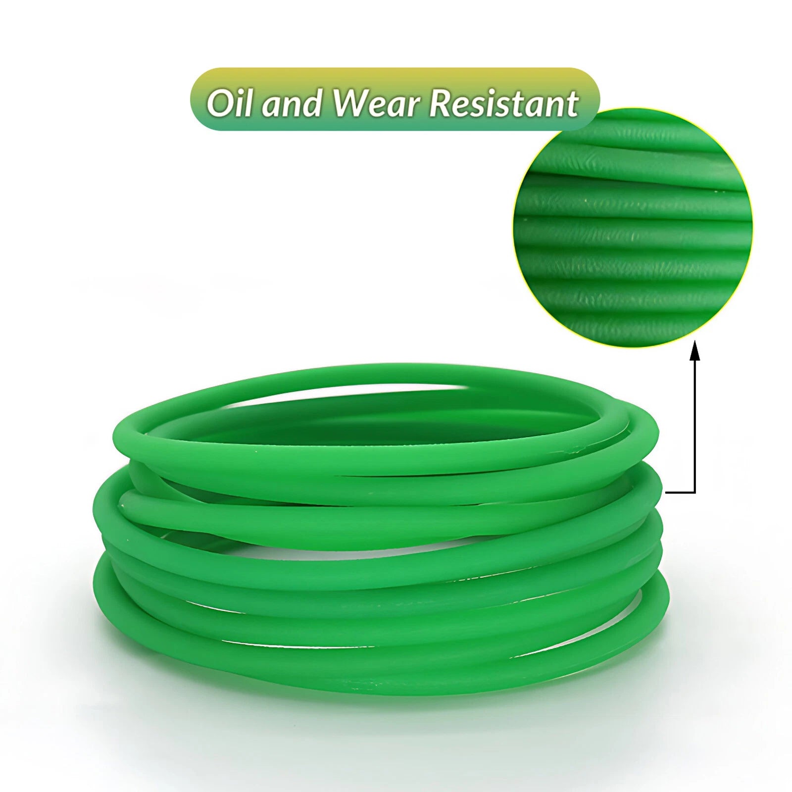 PU Round Belt Green Polyurethane Drive Belting Close Loop — 2mm to 10mm Diameter