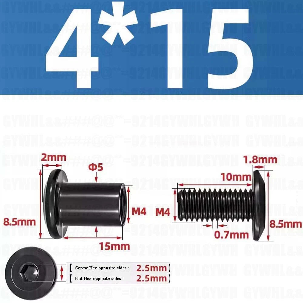 Metric Furniture Connector Bolts with End Cap Nuts — Stainless Steel M2 to M10