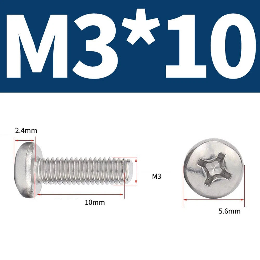 Phillips Pan Head Machine Screws — A4 Marine Grade Stainless Steel, DIN 7985 (M1.6–M10)
