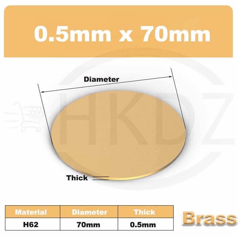 H62 Solid Brass Discs Plate Round Sheets Thickess 0.3mm-3mm Diameters 10-300mm