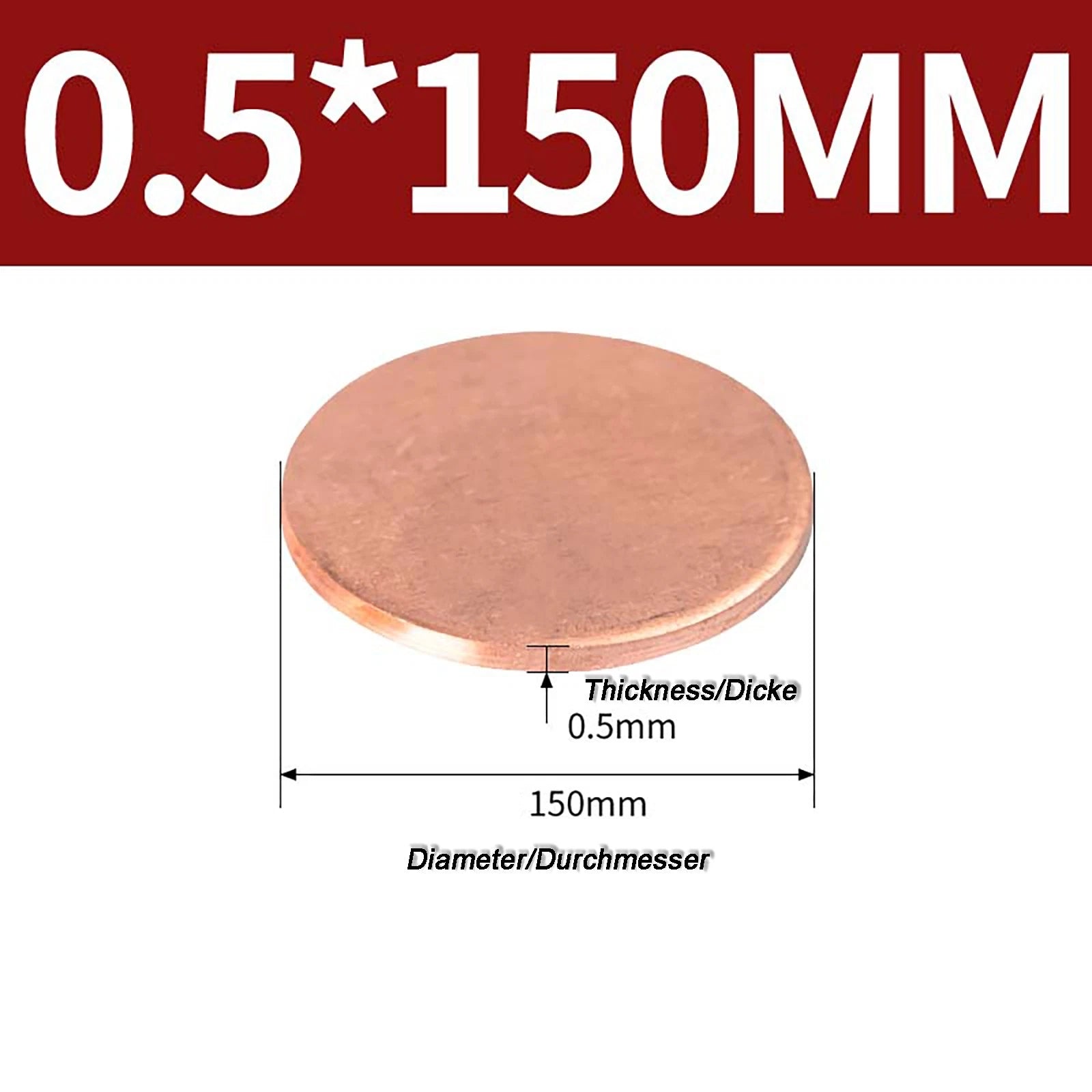 Solid Pure Copper Discs Blanks Round Plate Metal Sheet Thick 0.3~6mm Ø10mm~150mm