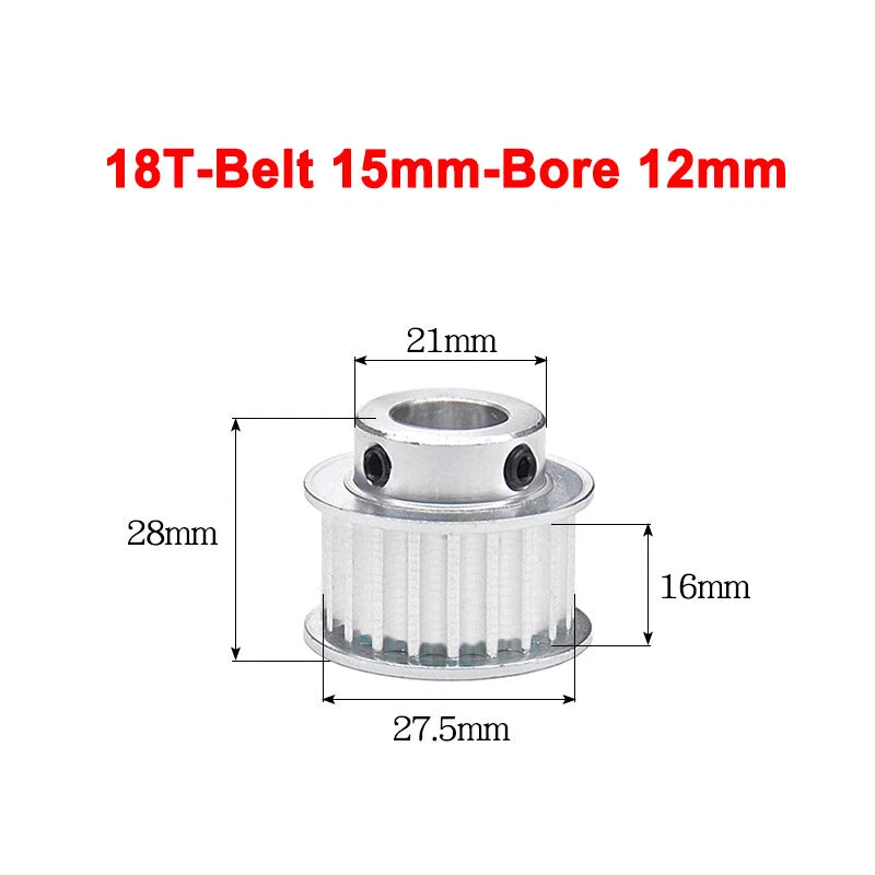 5M Timing Belt Pulley 10T 12T 14T 15T 16T 18T Bore 5mm-12mm for 15mm Width Belt