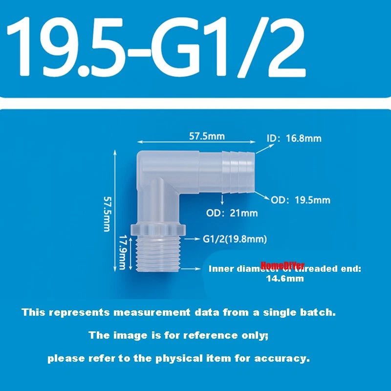 Male Thread Barbed 90° Elbow Hose Connector — Plastic Pipe Fitting with Washer