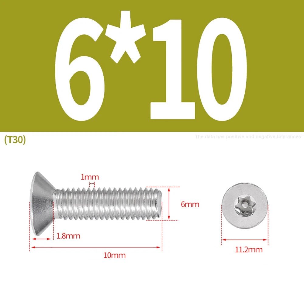 M3–M8 Pin Torx Countersunk Flat Head Machine Screws | A2 Stainless Steel - HomeDIYer