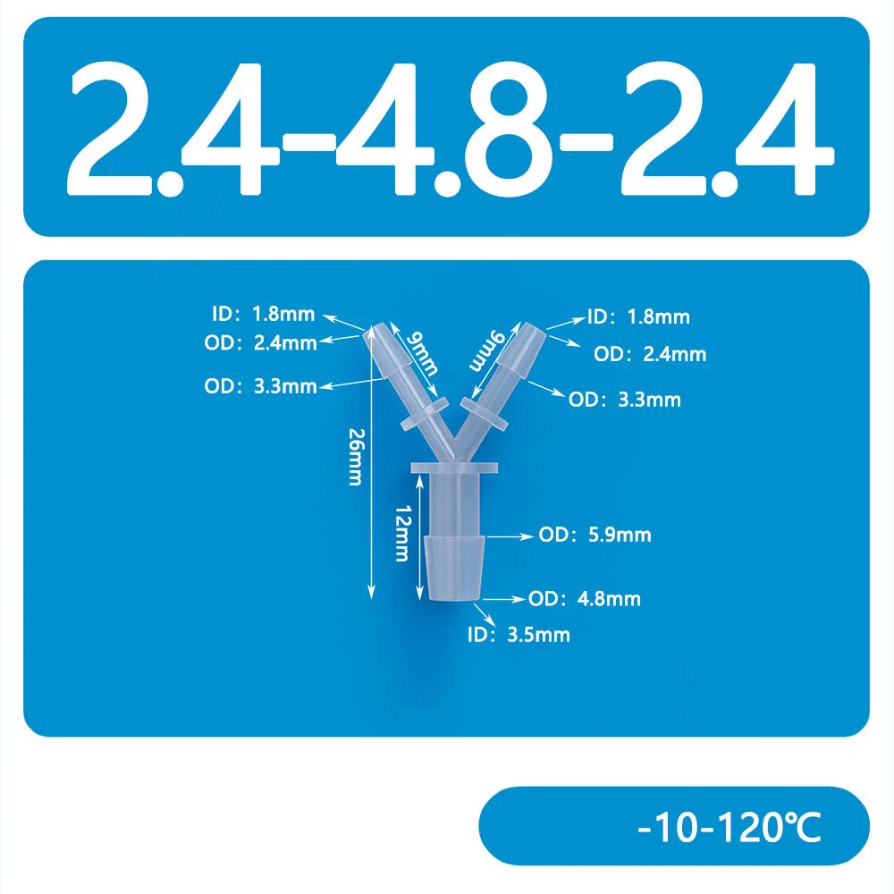 Y-Type 3-Way Barbed Hose Connector — Plastic Tee Fitting for Tube & Pipe