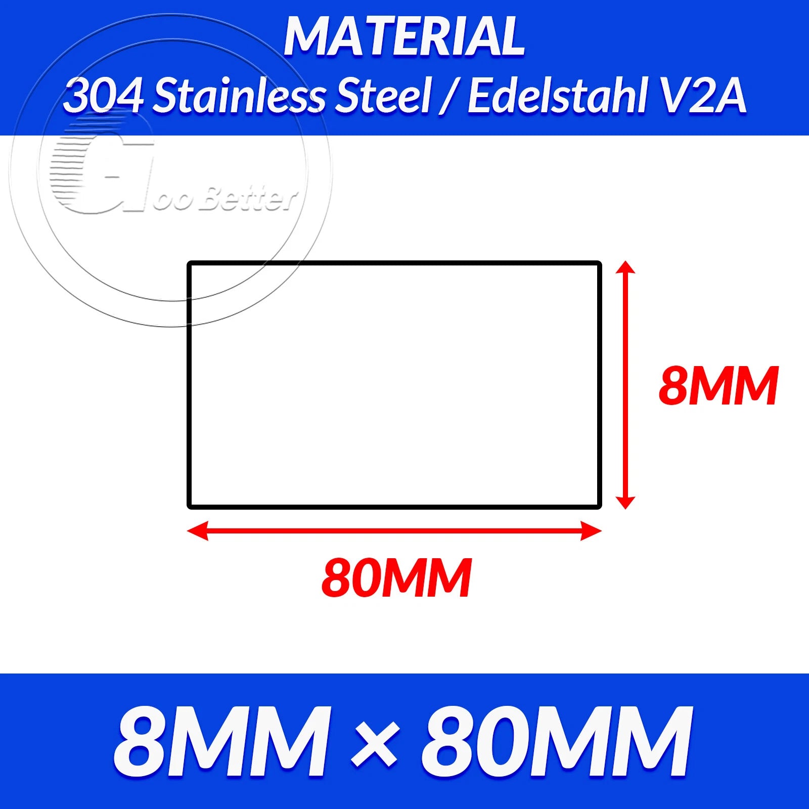 304 A2 Stainless Steel Flat Bar Metal Plate Strip Width 10MM-80MM Length 300MM