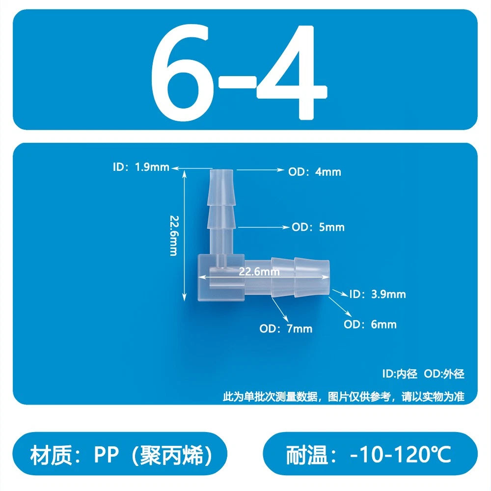 90° Elbow Plastic Barbed Joiner Reducer Connector Pipe Tube Hose Water 1.6-25mm