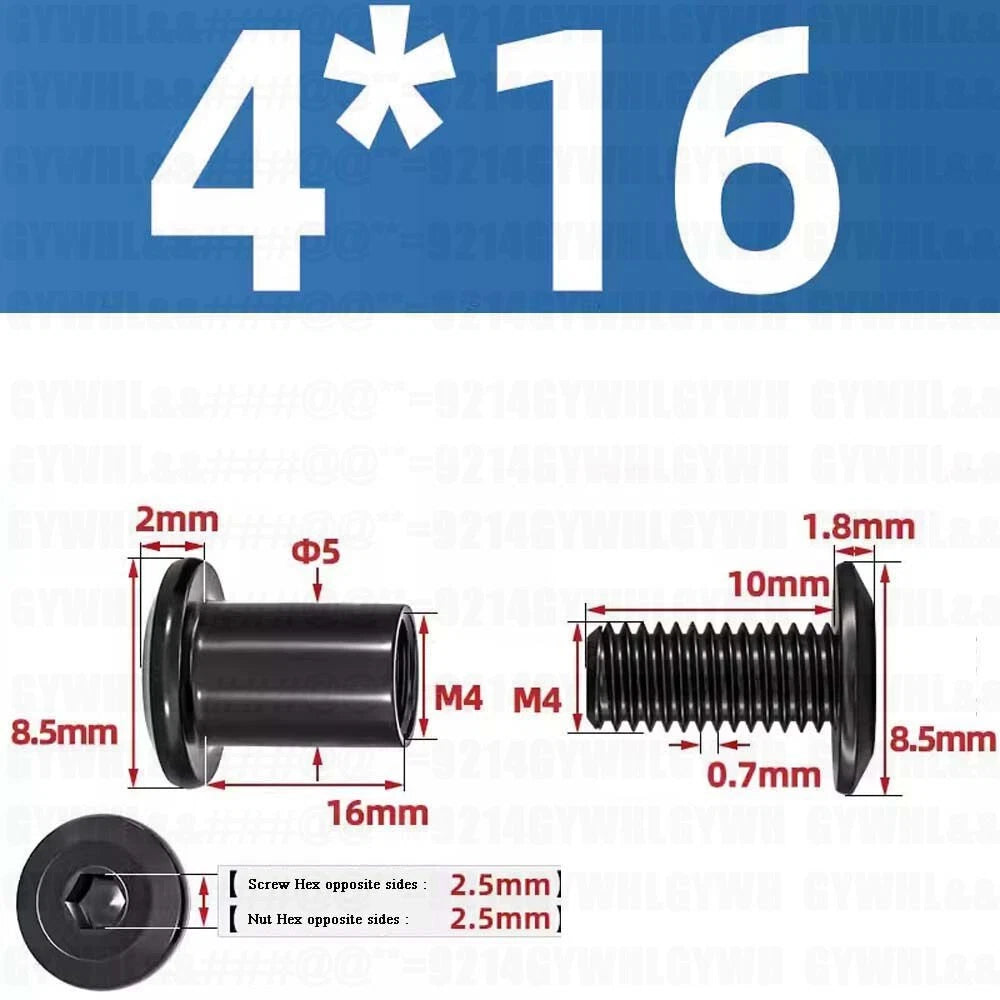 Metric Furniture Connector Bolts with End Cap Nuts — Stainless Steel M2 to M10