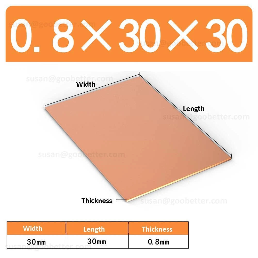 Natural Copper Sheet Metal guillotine cut - 0.3mm to 6.0mm - Multiple Sizes