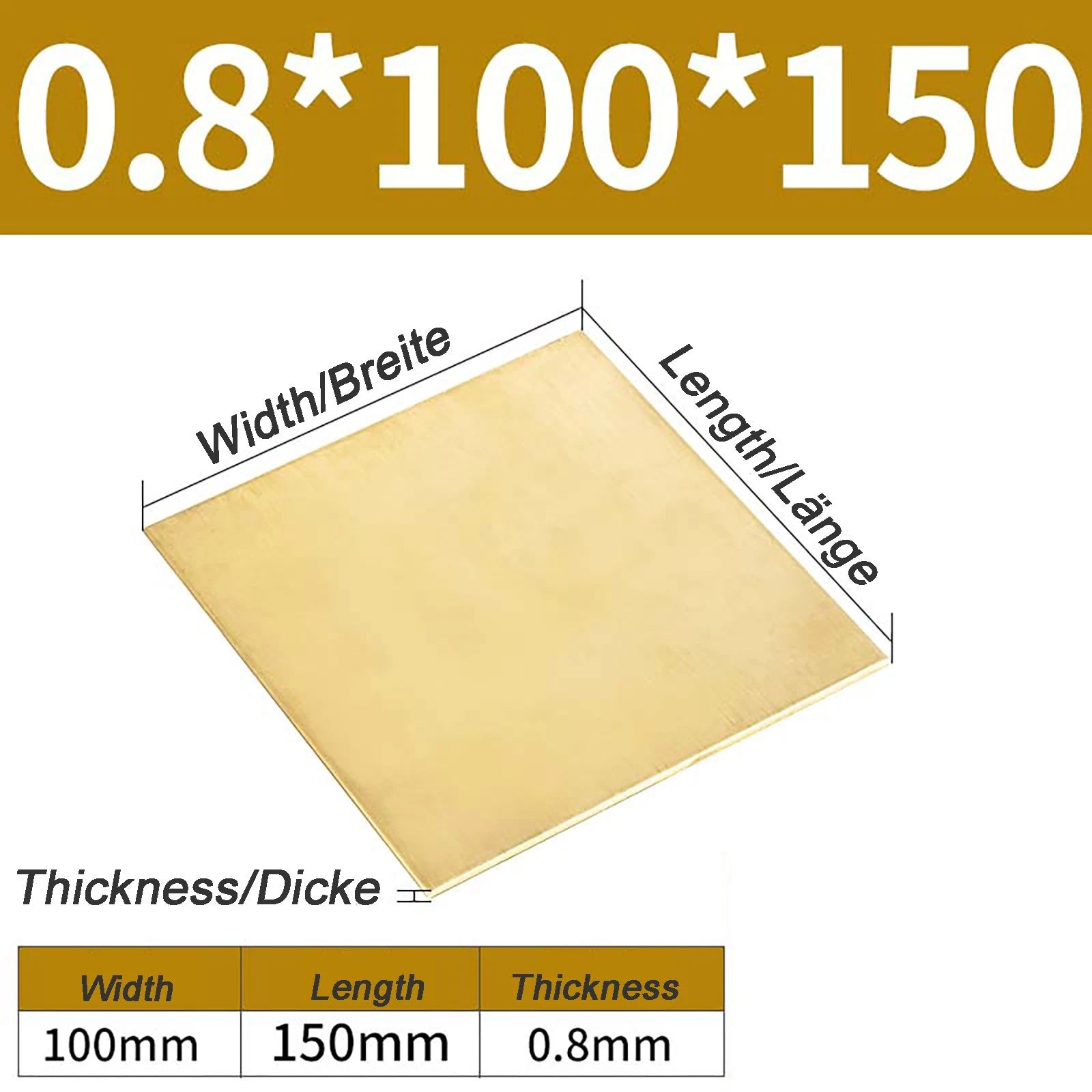 Natural Brass Sheet Metal guillotine cut - 0.3mm - 3.0mm - Multiple Sizes