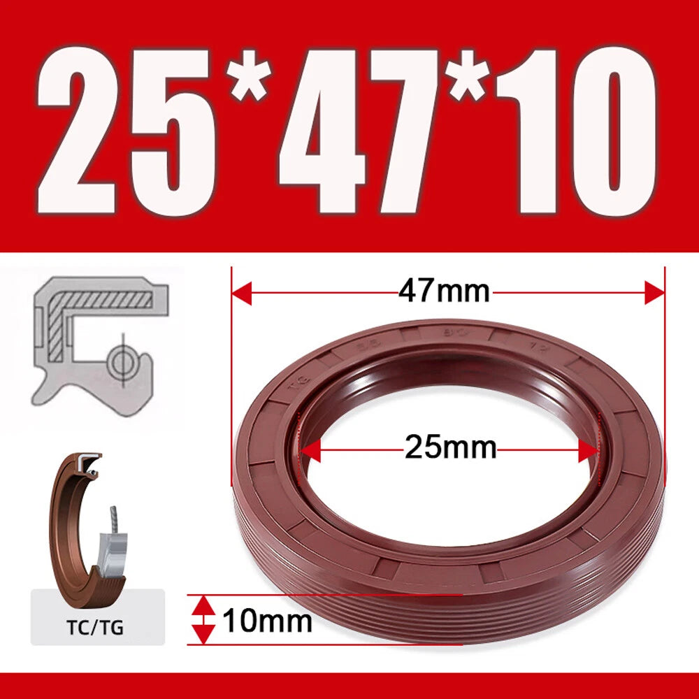 TC/TG Dual Lip FKM Oil Seal — Metric Rotary Shaft Sealing Ring, ID 25–50mm