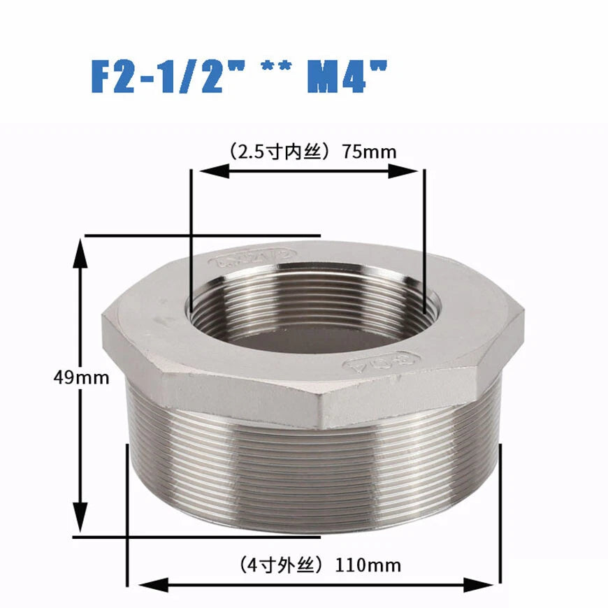 BSP Male to Female Reducing Bush Stainless Steel Pipe Fitting Adapter