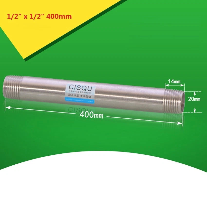 Stainless Steel BSP Male Threaded Double Nipple Pipe Extension Fitting | 1/2" 3/4" 1"