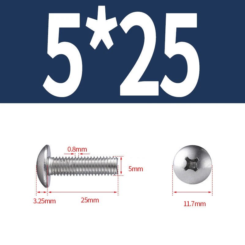 Phillips Button Head Machine Screws — Steel M2 M2.5 M3 M4 M5 M6 - HomeDIYer