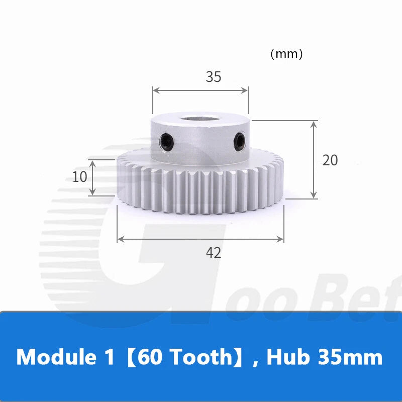 Module 0.5/1/1.5 Precision Spur Gear Aluminium 12-60 Tooth Motor Pinion with Hub