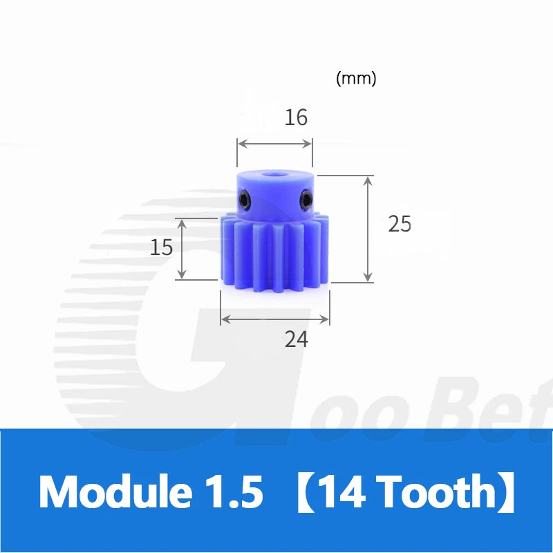 Mod 1/1.5/2 Precision Spur Gear Pinion 15-120 Tooth with Step Bore 4-16mm Nylon