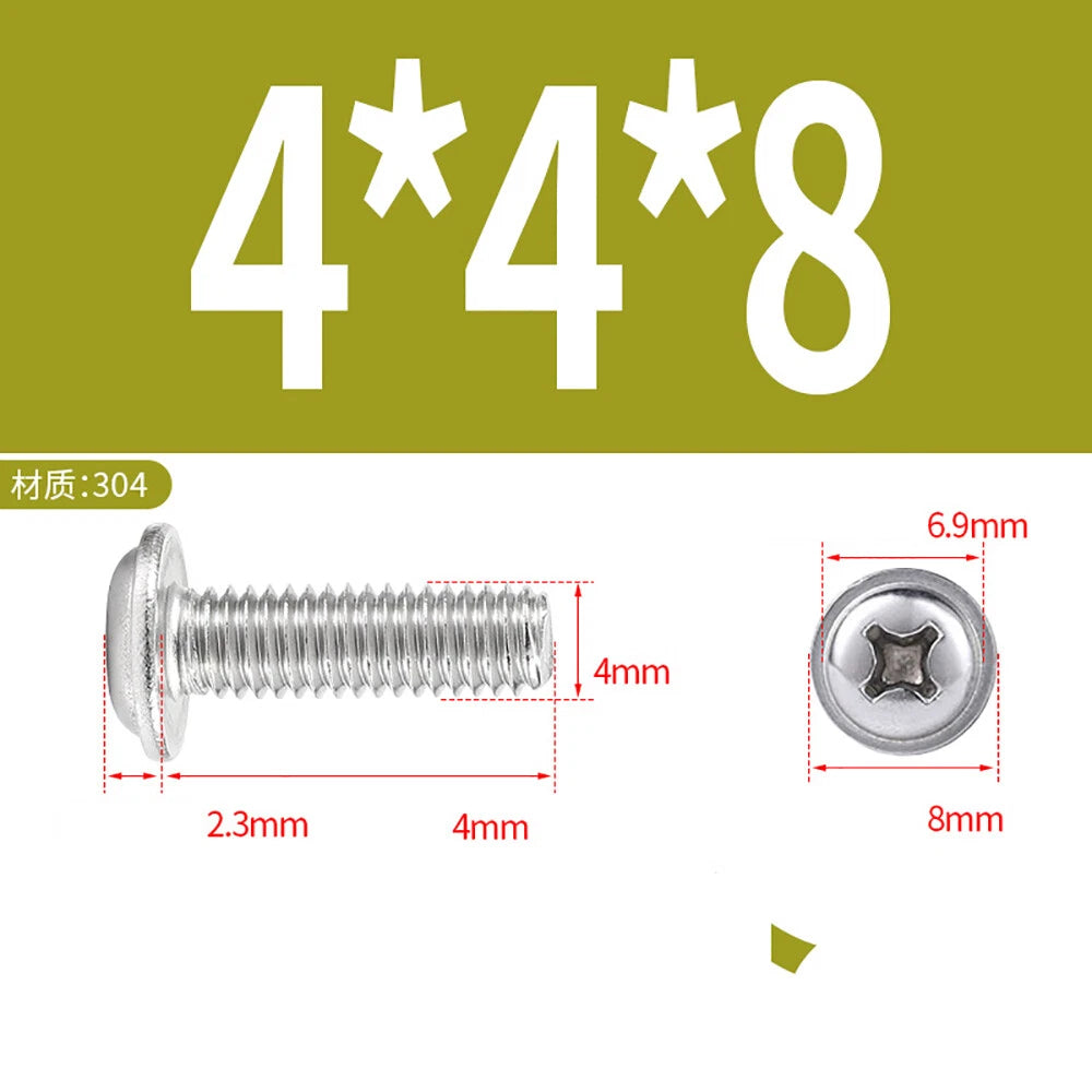 Phillips Flanged Button Head Screws M1.4–M6 | 304 Stainless Steel
