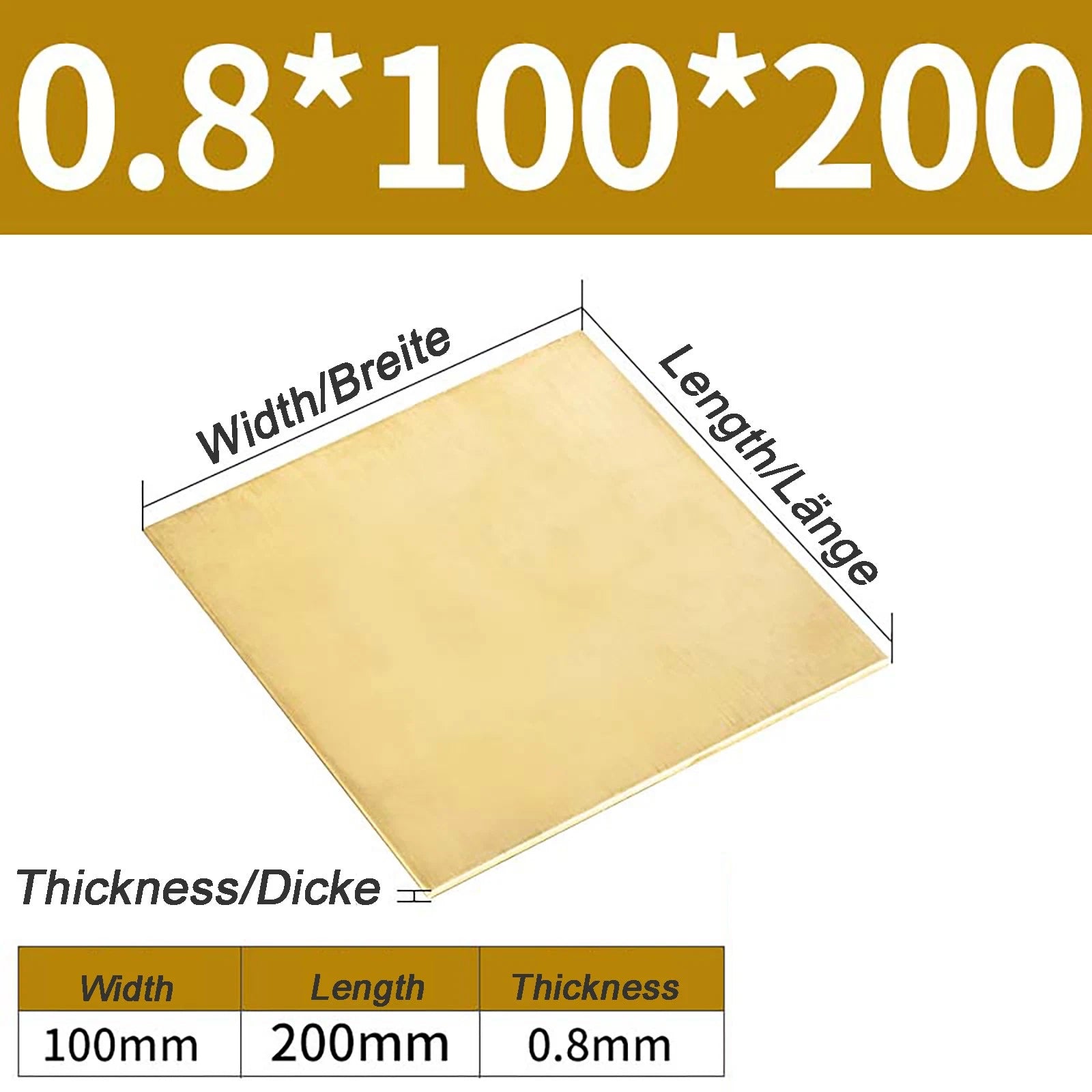 Natural Brass Sheet Metal guillotine cut - 0.3mm - 3.0mm - Multiple Sizes