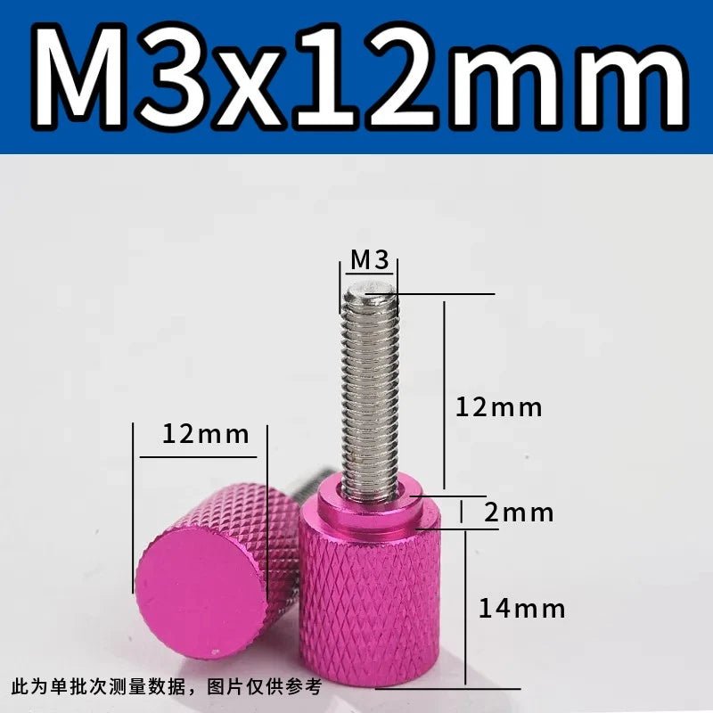 M3 Knurled Thumb Screws – Colored Anodized Aluminum, 6mm to 100mm, 10 Colors - HomeDIYer