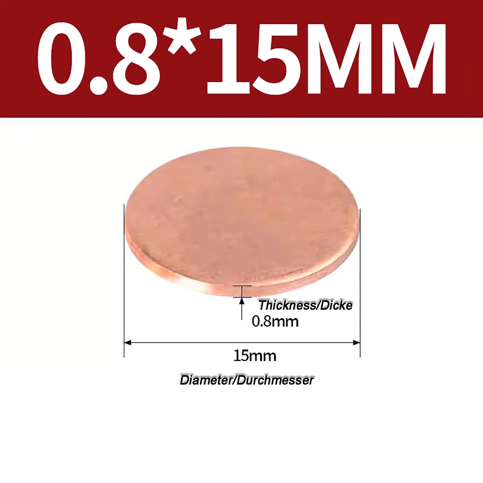 Solid Pure Copper Discs Blanks Round Plate Metal Sheet Thick 0.3~6mm Ø10mm~150mm