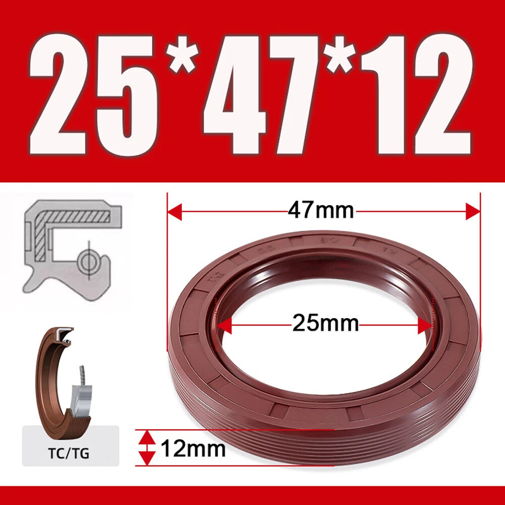 TC/TG Dual Lip FKM Oil Seal — Metric Rotary Shaft Sealing Ring, ID 25–50mm