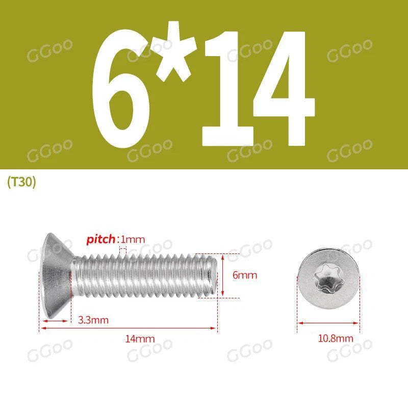 A2 Stainless Steel Torx Countersunk Flat Head Machine Screws M2 M2.5 M3 M4 M5 M6 M8 DIN 965 — 4mm to 60mm