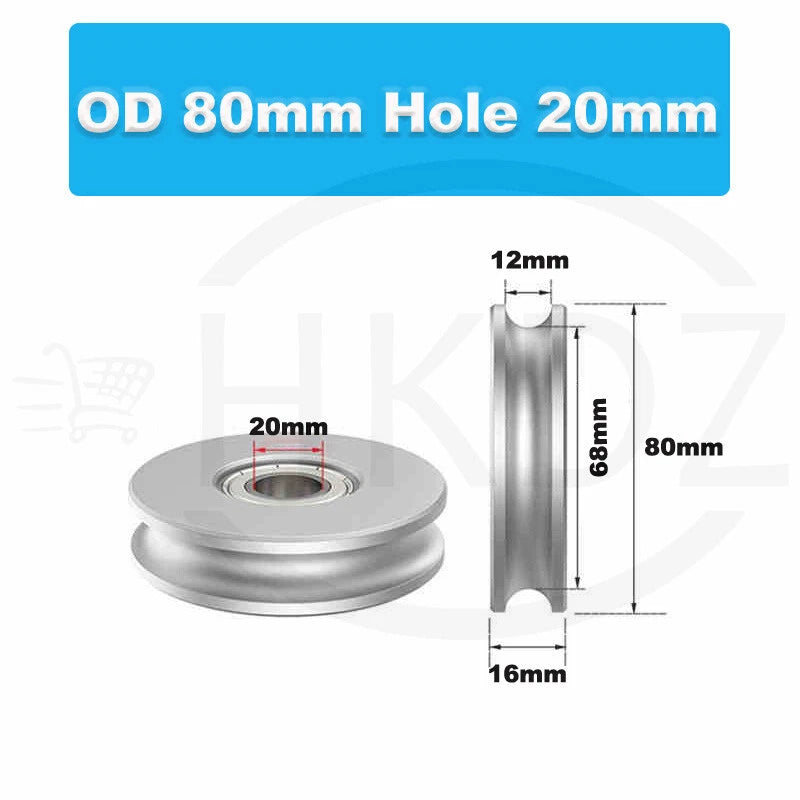 Aluminium Pulley Bearing CNC Guiding Wheel Flat Belt Idler OD 8-80mm Hole 5-16mm