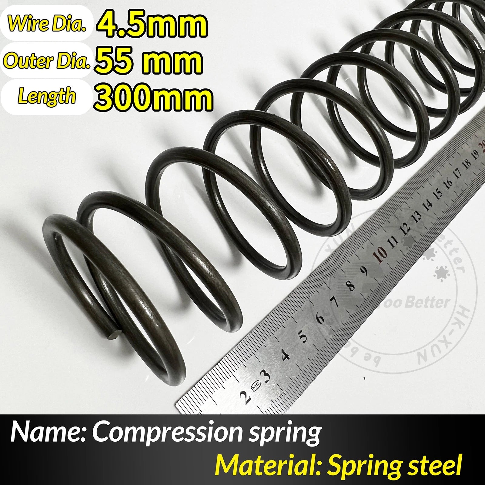 Compression Spring Pressure Springs, Wire Dia 4-5mm, OD 20-80mm, Length 300mm