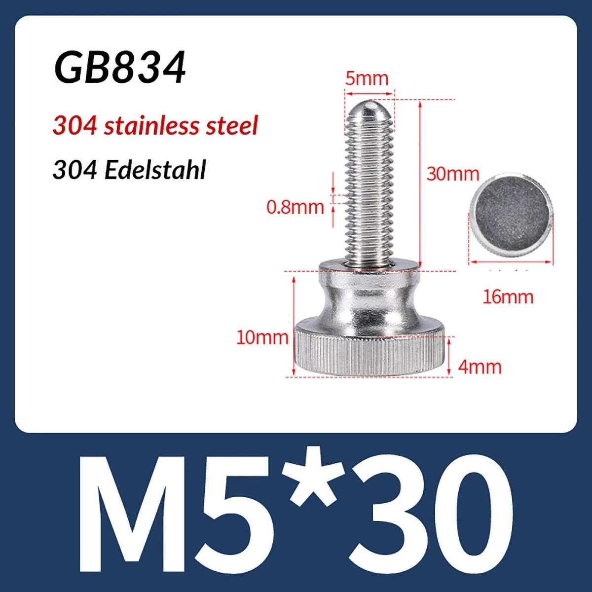 A2 Stainless Steel Knurled Thumb Screws – M2 to M10, Hand Turn Knob Bolts, 4 - 60mm Lengths - HomeDIYer