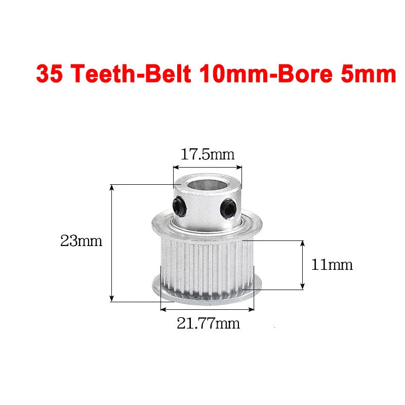 2GT Drive Pulley With Step 16 Tooth - 100 Tooth Bore 4mm - 25mm for 10mm Belt