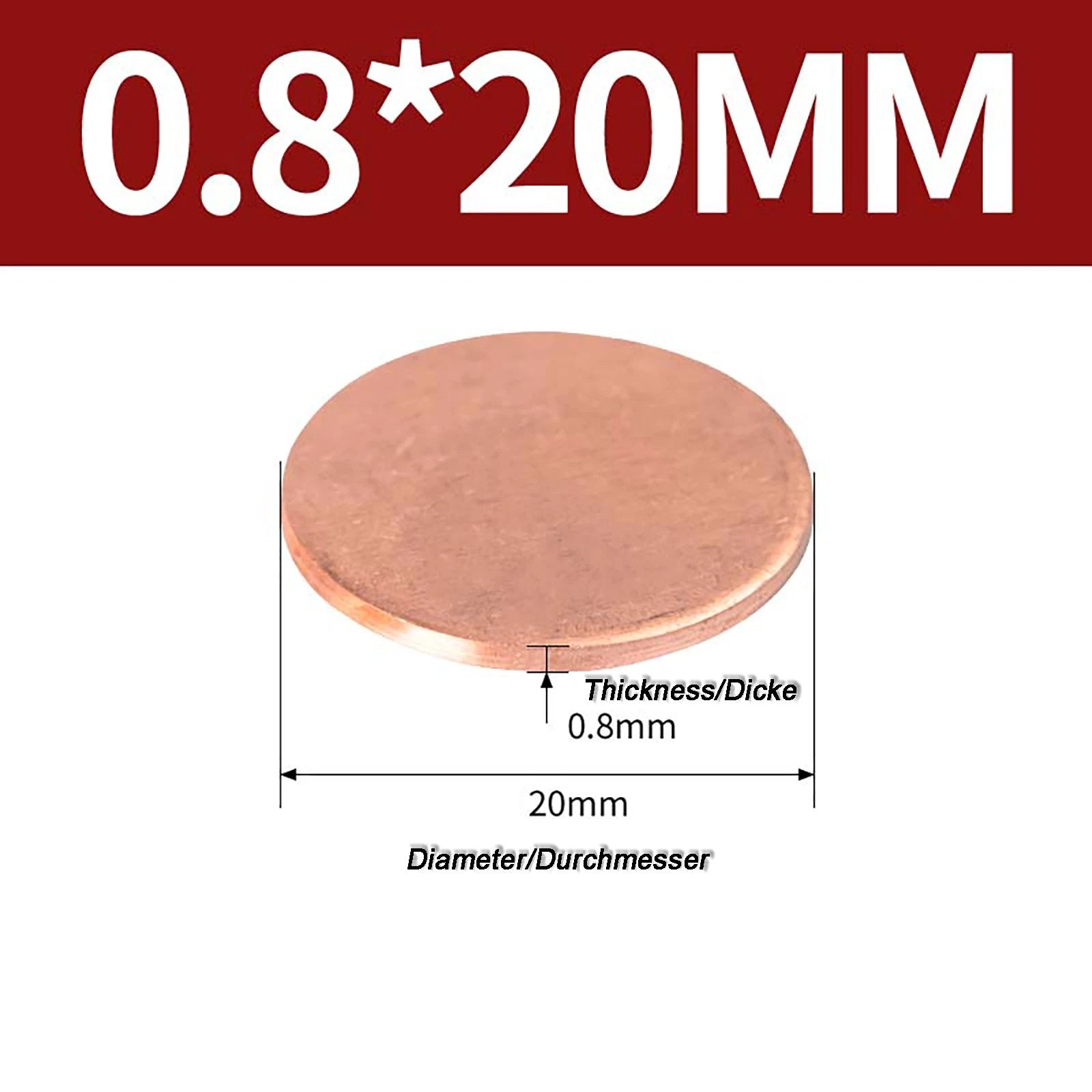 Solid Pure Copper Discs Blanks Round Plate Metal Sheet Thick 0.3~6mm Ø10mm~150mm