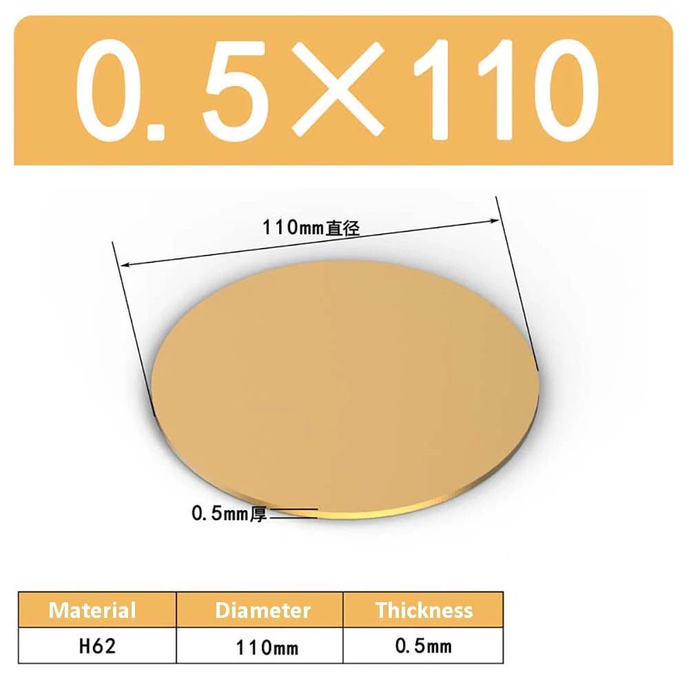 H62 Solids Brass Discs Blanks Metal Round Sheets OD 10mm-300mm Thick 0.3mm-4mm