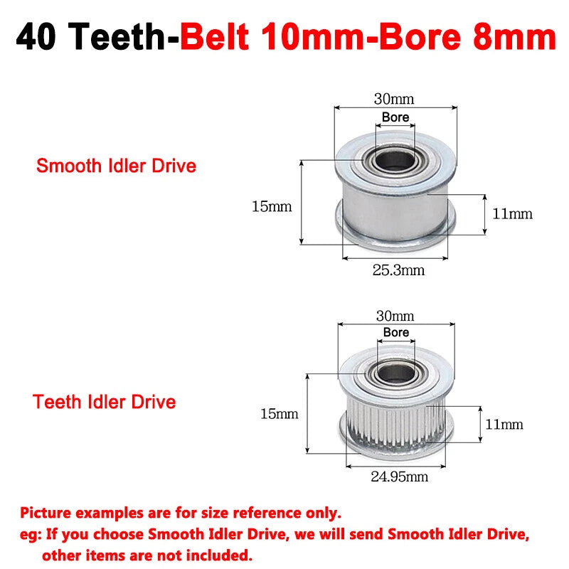 2GT Smooth-Tooth Idler Pulley 16Tooth - 40Tooth Bore 3mm 4mm 5mm 6mm 7mm 8mm