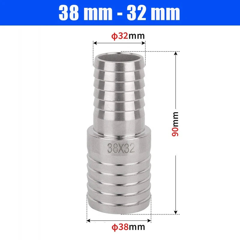 6mm~50mm Stainless Reducer Barbed Hose Joiner Connector Air Water Pipe Gas Tubi