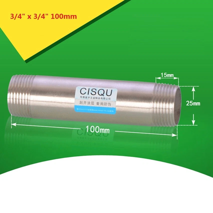 Stainless Steel BSP Male Threaded Double Nipple Pipe Extension Fitting | 1/2" 3/4" 1"